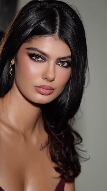مكياج سهرة بدرجات عنابية محددة